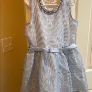 Elegant Blue Kids Dress with Pearl Accents